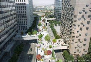 首爾站高架道路與大宇財團等五棟周邊大樓相連