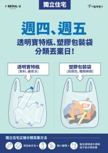 首爾市自5月起開始加強「塑膠包裝袋和透明寶特瓶分類丟棄制」的示範運營