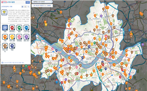 「智慧首爾地圖」提供促進良性消費地圖、弱勢行人散步路線指引、新型冠狀病毒肺炎篩檢診療所外語地圖