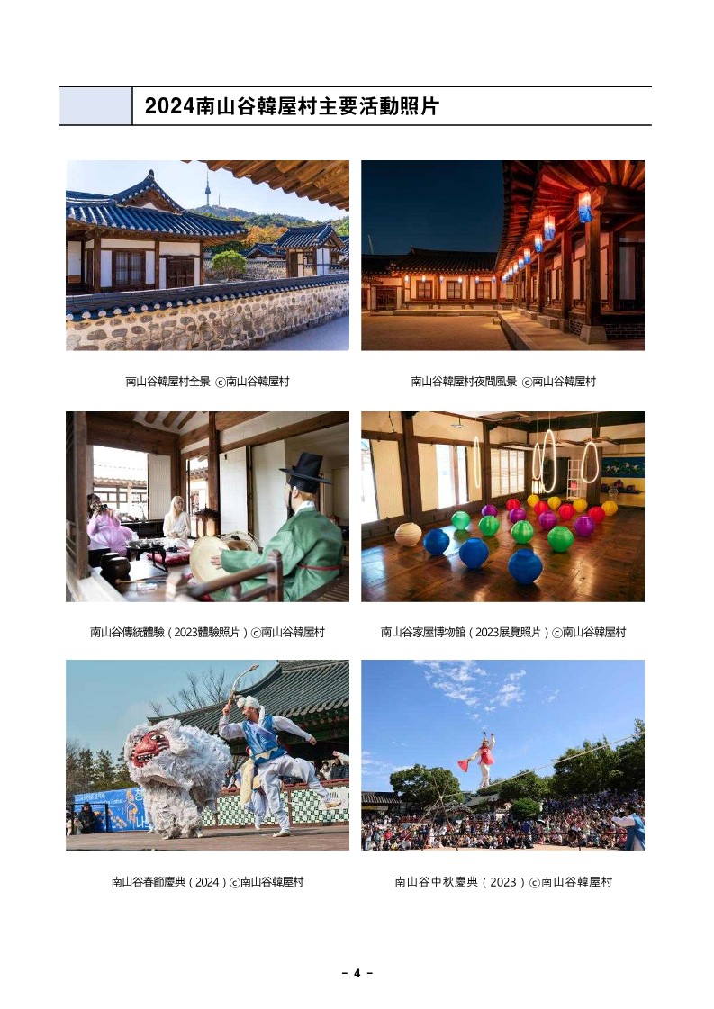 2024首爾代表性傳統文化空間年度主要活動計畫（南山谷韓屋村, 雲峴宮）