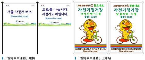 「首爾單車通勤」旗幟, 「首爾單車通勤」 上車站